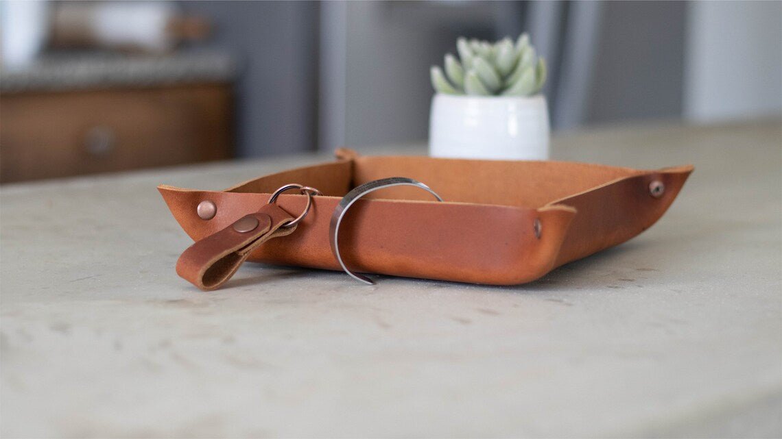 Unique Personalized Personalized Leather Catchall Customized Gifts for Men by Groovy Guy