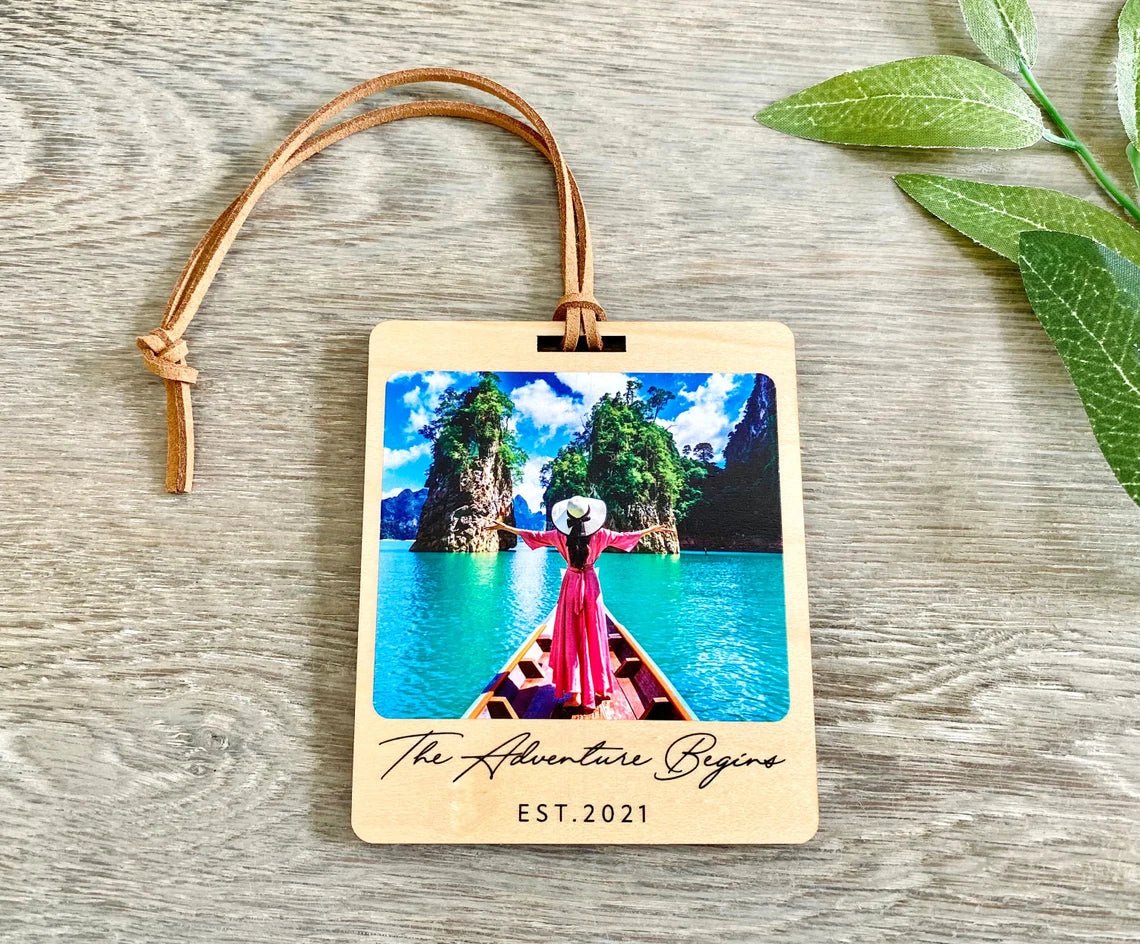 Unique Personalized Photo Luggage Tags Customized Travel Gifts Gifts for Men by Groovy Guy