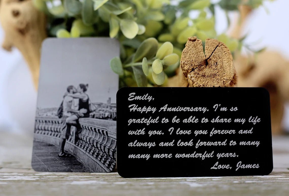 Unique Personalized Sentimental Engraved Picture Wallet Insert Card Customized Anniversary Gifts for Men by Groovy Guy