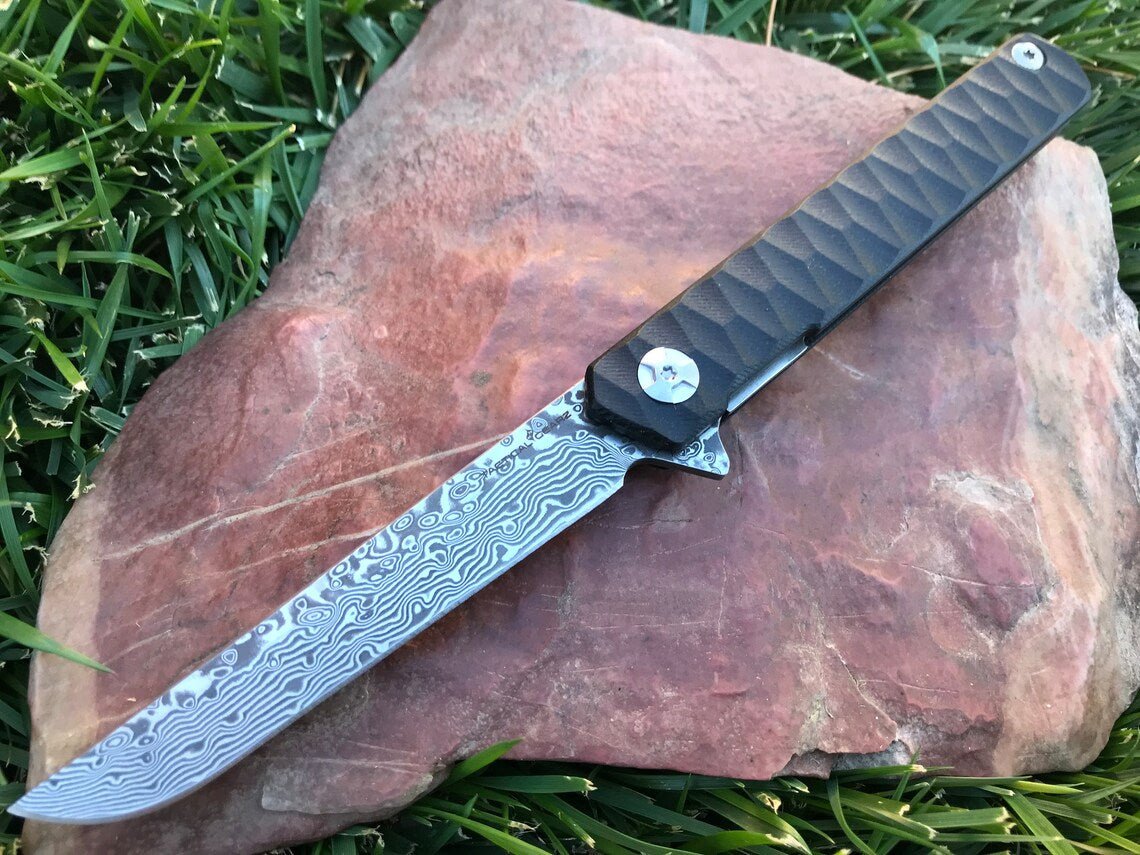 Unique Personalized Damascus Core Blade Customized Knives Gifts for Men by Groovy Guy