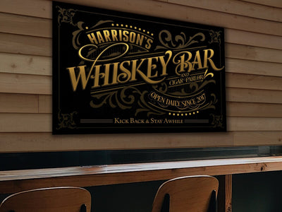 Whiskey Bar and Cigar Parlor Sign