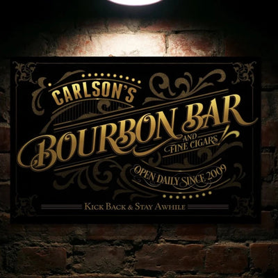 Bourbon Bar and Cigar Parlor Sign