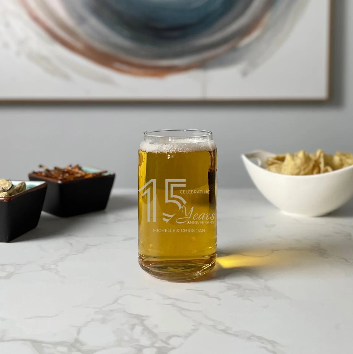 Unique Personalized Forever Cheers Anniversary Ale Glass Customized Anniversary Gifts for Men by Groovy Guy