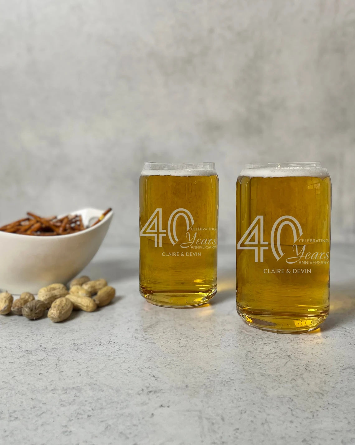 Unique Personalized Forever Cheers Anniversary Ale Glass Customized Anniversary Gifts for Men by Groovy Guy