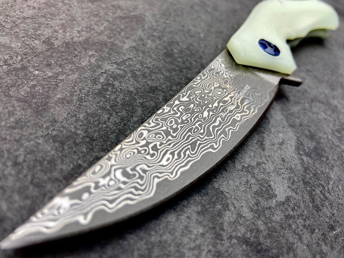 Unique Personalized Cold As Ice Damascus Blade Customized Knife Gifts for Men by Groovy Guy