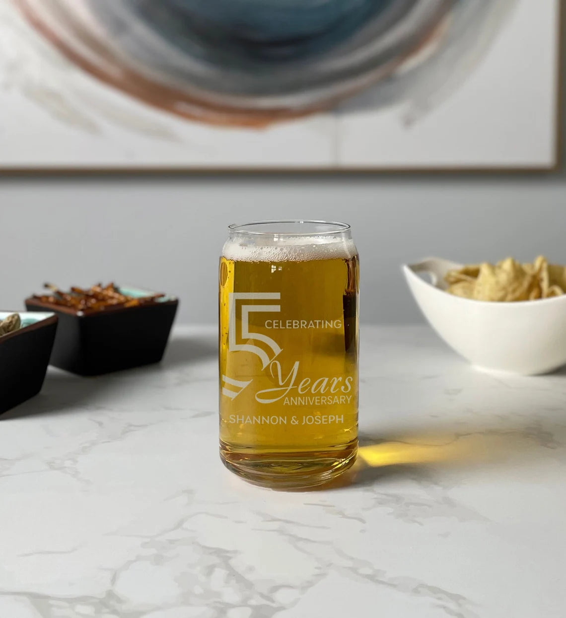 Unique Personalized Forever Cheers Anniversary Ale Glass Customized Anniversary Gifts for Men by Groovy Guy