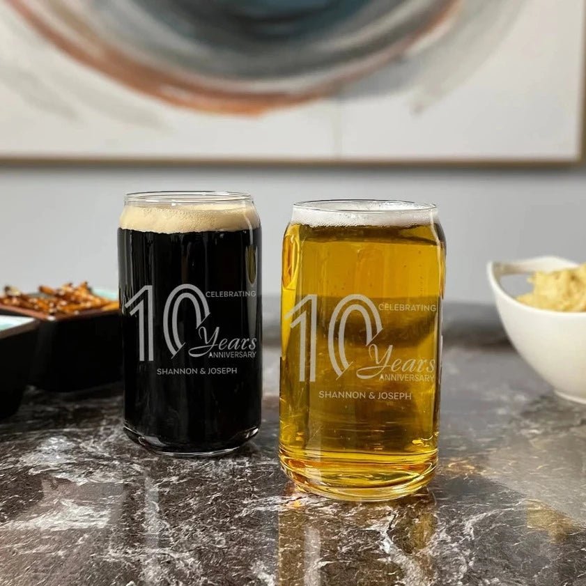 Unique Personalized Forever Cheers Anniversary Ale Glass Customized Anniversary Gifts for Men by Groovy Guy
