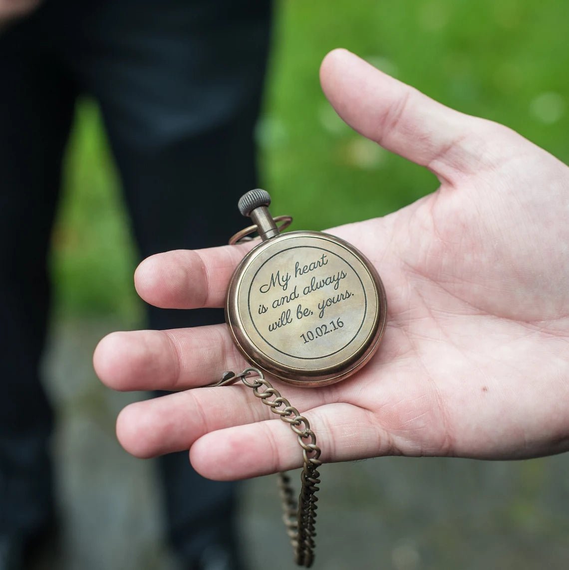 Unique Personalized Brass Pocket Watch Customized Guy Gifts Gifts for Men by Groovy Guy