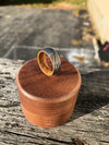 Damascus Steel and Barrel Wood Ring