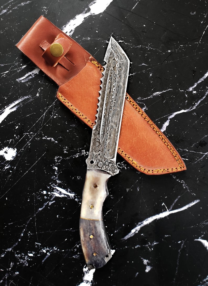 Unique Personalized Damascus Titan Gator Customized Damascus Knife Gifts for Men by Groovy Guy