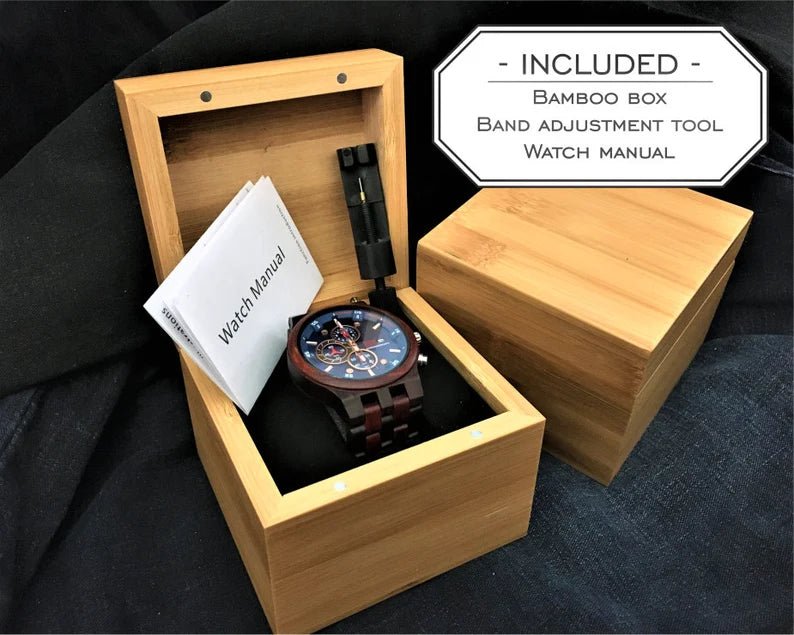 Unique Personalized Blue Zebrawood Watch Customized Watches Gifts for Men by Groovy Guy