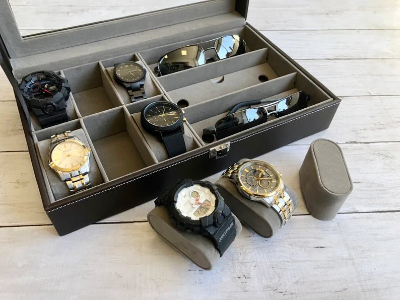 Unique Personalized Cool Mans Organizer Customized Watch Box Gifts for Men by Groovy Guy