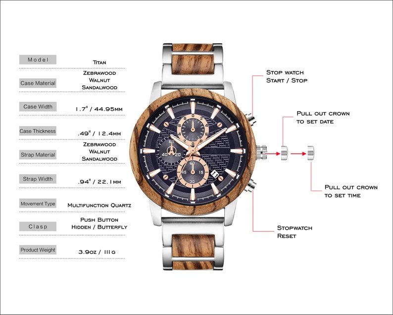 Unique Personalized Blue Zebrawood Watch Customized Watches Gifts for Men by Groovy Guy