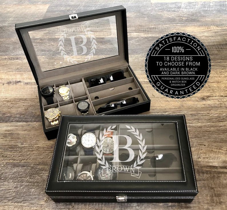 Unique Personalized Cool Mans Organizer Customized Watch Box Gifts for Men by Groovy Guy