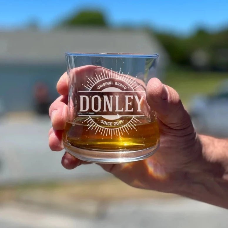 Unique Personalized Tipsy Rye Whiskey Glasses Customized Whiskey Glass Set Gifts for Men by Groovy Guy