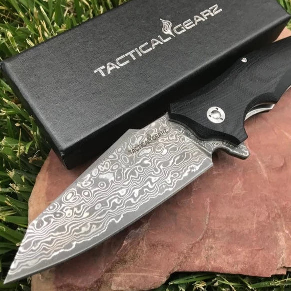 Buy LARGE TACTICAL HUNTING KNIFE DEFENDER 2 DAMASCUS STEEL