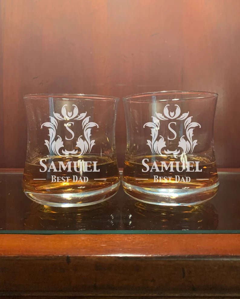 Unique Personalized Tipsy Rye Whiskey Glasses Customized Whiskey Glass Set Gifts for Men by Groovy Guy