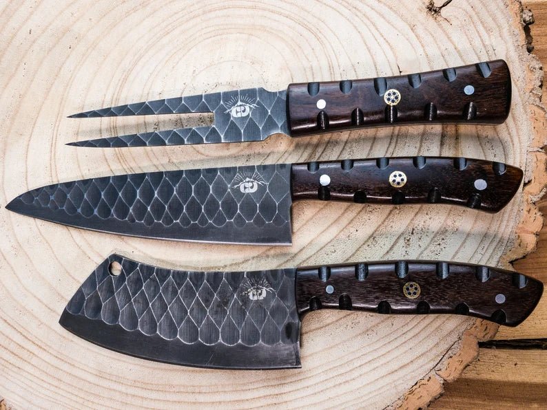 Unique Personalized BBQ Knife Bundle Customized Kitchen Knives Gifts for Men by Groovy Guy