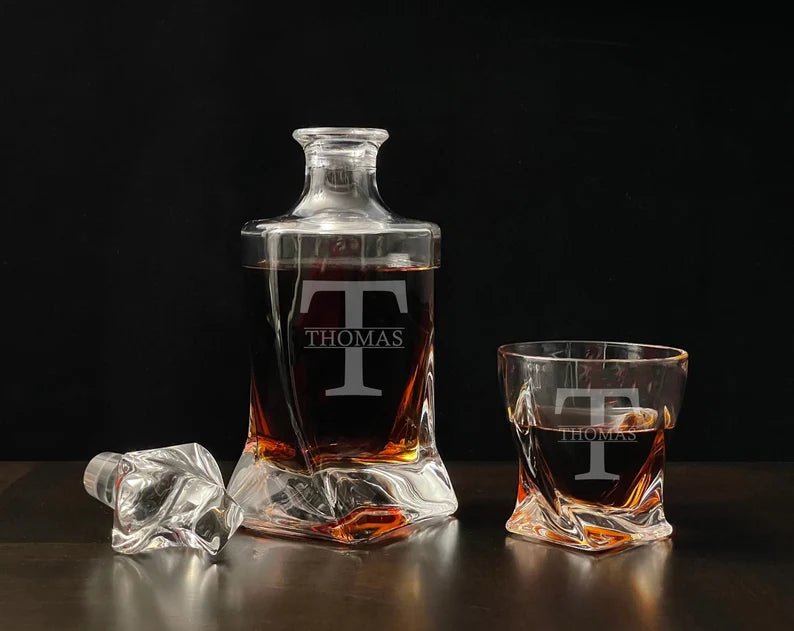 Personalized Decanter with Low Ball Glasses