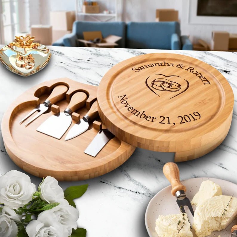 Unique Personalized Custom Wood Cheese Server Set Customized Cutting Board Gifts for Men by Groovy Guy