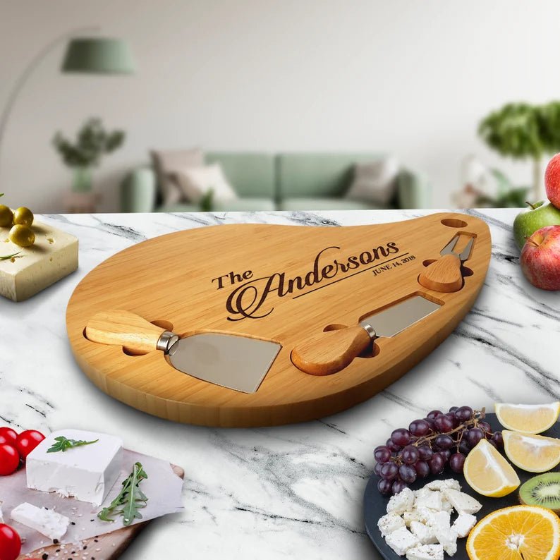 Unique Personalized Engraved Charcuterie Board with Knives Customized Cutting Board Gifts for Men by Groovy Guy