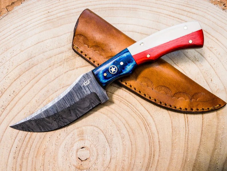 Unique Personalized Texas Damascus Hunting Knife Customized Knife Gifts for Men by Groovy Guy