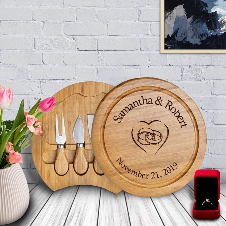 Unique Personalized Custom Wood Cheese Server Set Customized Cutting Board Gifts for Men by Groovy Guy