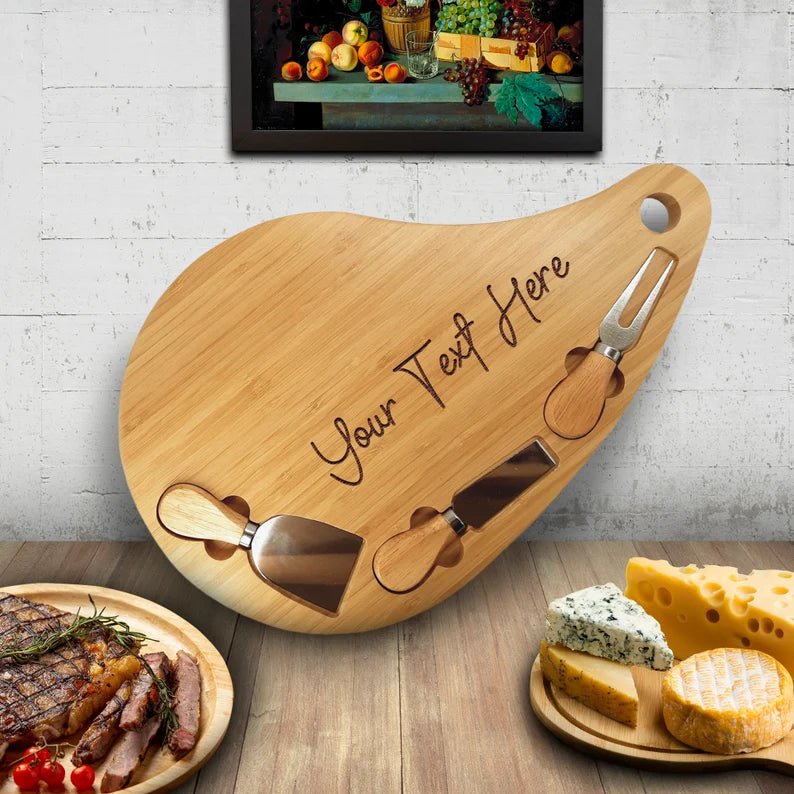 Unique Personalized Engraved Charcuterie Board with Knives Customized Cutting Board Gifts for Men by Groovy Guy