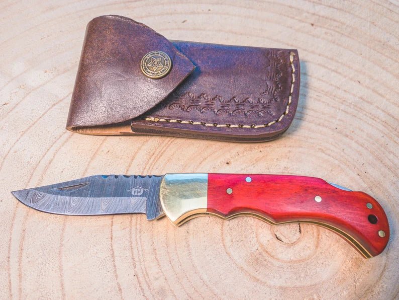 Unique Personalized Damascus Steel Pocket Knife Customized Knife Gifts for Men by Groovy Guy