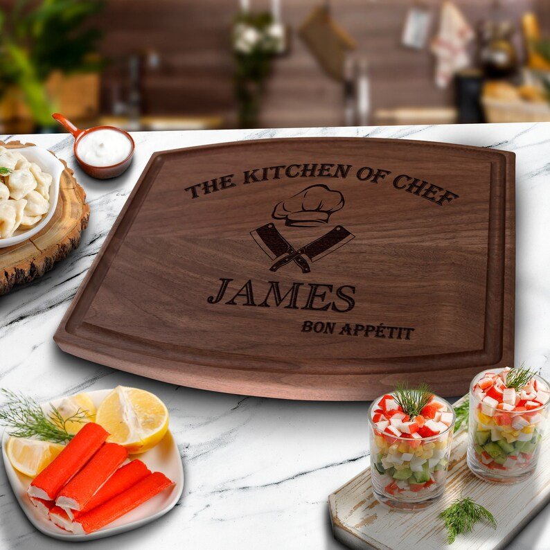 Unique Personalized Master Chef Cutting Board Customized Cutting Board Gifts for Men by Groovy Guy