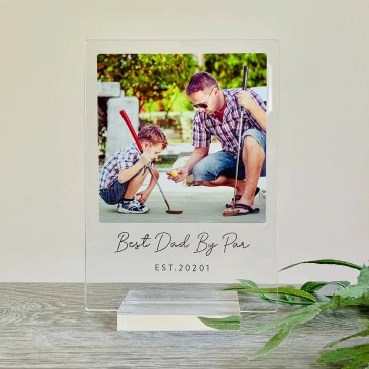 Unique Personalized Best Dad By Par Plaque Customized Golf Gifts for Men by Groovy Guy