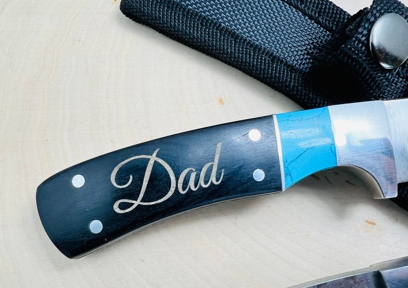 Unique Personalized Holstered Hand Blade Customized Knife Gifts for Men by Groovy Guy