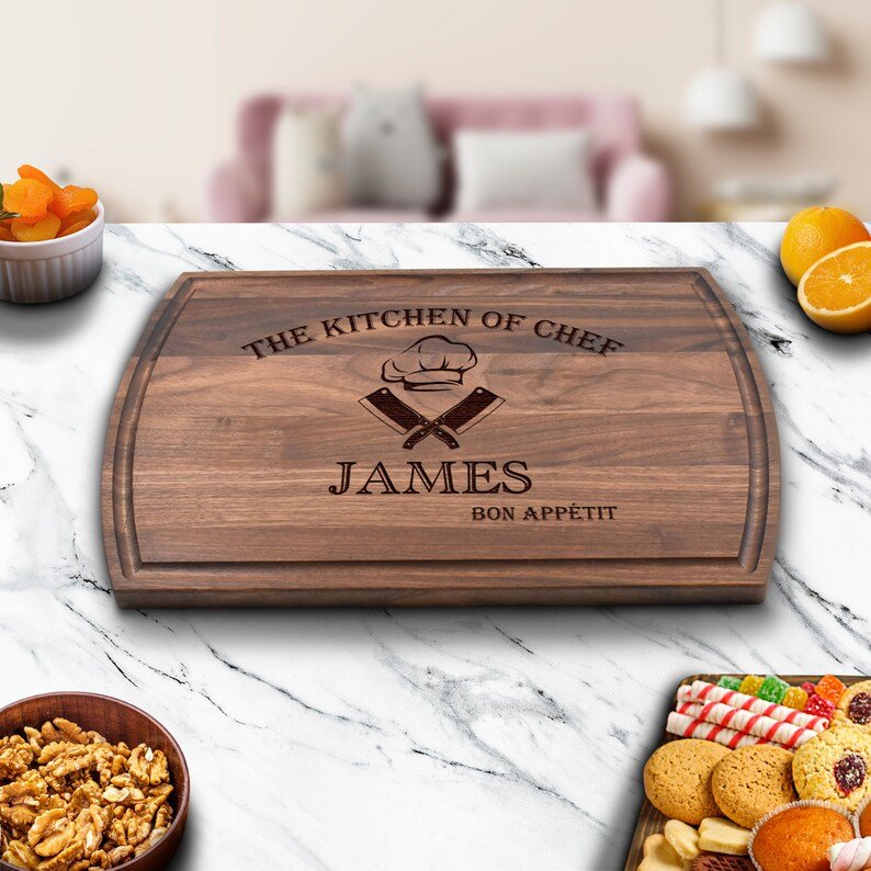 Unique Personalized Master Chef Cutting Board Customized Cutting Board Gifts for Men by Groovy Guy