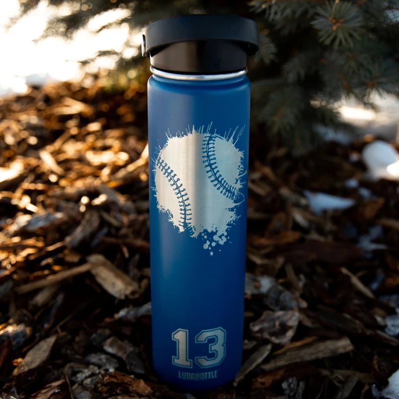 Unique Personalized 24oz Grunge Baseball Bottle Customized Water Bottle Gifts for Men by Groovy Guy