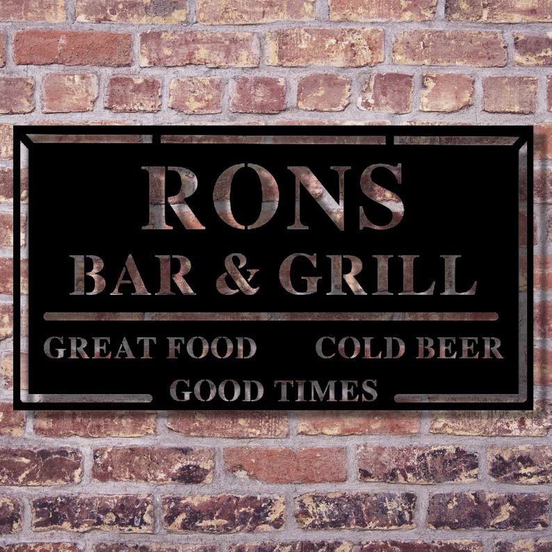 Unique Personalized Custom Bar & Grill Sign Customized Pub Signs Gifts for Men by Groovy Guy