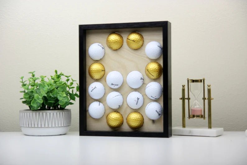 Unique Personalized Custom Golf Ball Display Frame Customized Golf Gifts for Men by Groovy Guy