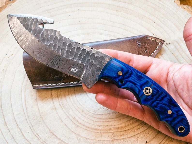 Unique Personalized Gut Hook Damascus Knife Customized Knife Gifts for Men by Groovy Guy