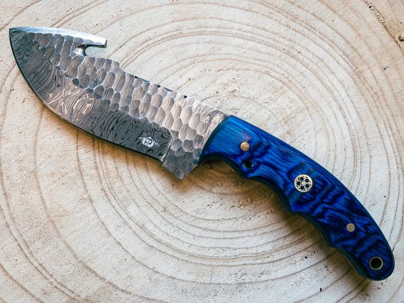 Unique Personalized Gut Hook Damascus Knife Customized Knife Gifts for Men by Groovy Guy