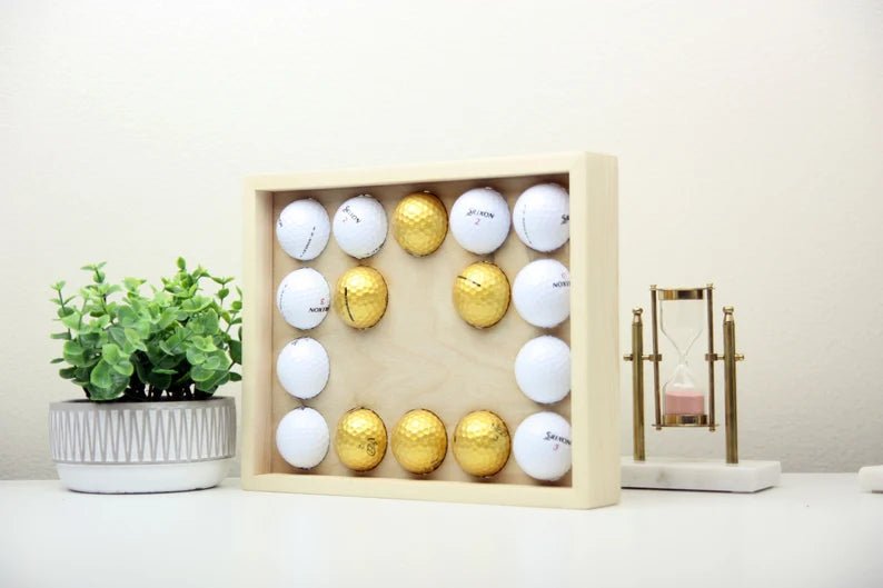 Unique Personalized Custom Golf Ball Display Frame Customized Golf Gifts for Men by Groovy Guy