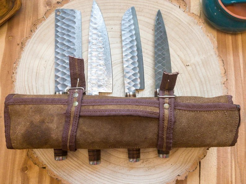 Unique Personalized Damascus Chef Knife Set Customized Kitchen Knives Gifts for Men by Groovy Guy