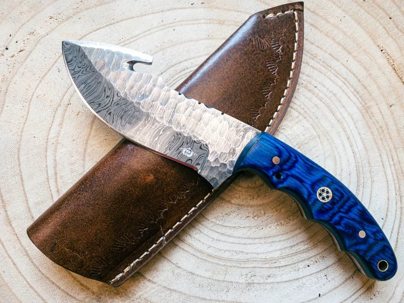 Unique Personalized Gut Hook Damascus Knife Customized Knife Gifts for Men by Groovy Guy