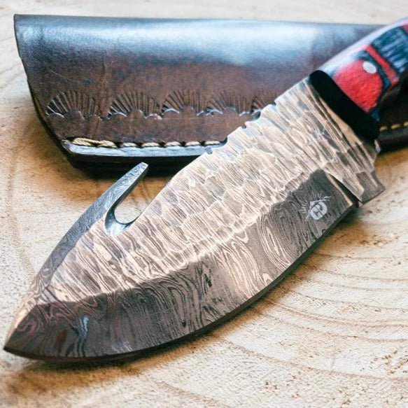 Unique Personalized Gut Hook Damascus Knife Customized Knife Gifts for Men by Groovy Guy