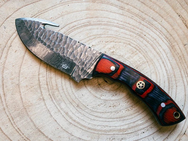 Unique Personalized Gut Hook Damascus Knife Customized Knife Gifts for Men by Groovy Guy