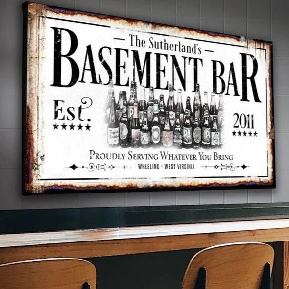 Unique Personalized Custom Basement Bar Sign Customized Pub Signs Gifts for Men by Groovy Guy