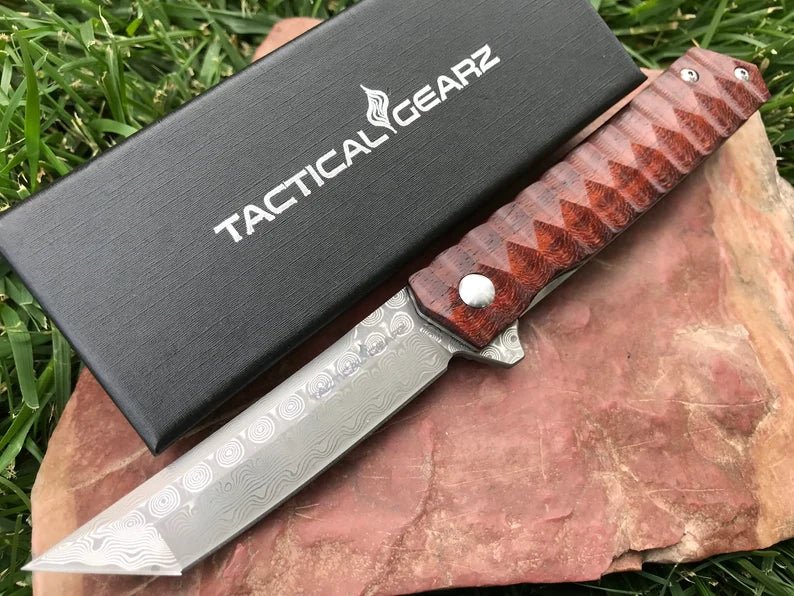 Unique Personalized Rosewood Real Steel Damascus Blade Customized Knives Gifts for Men by Groovy Guy