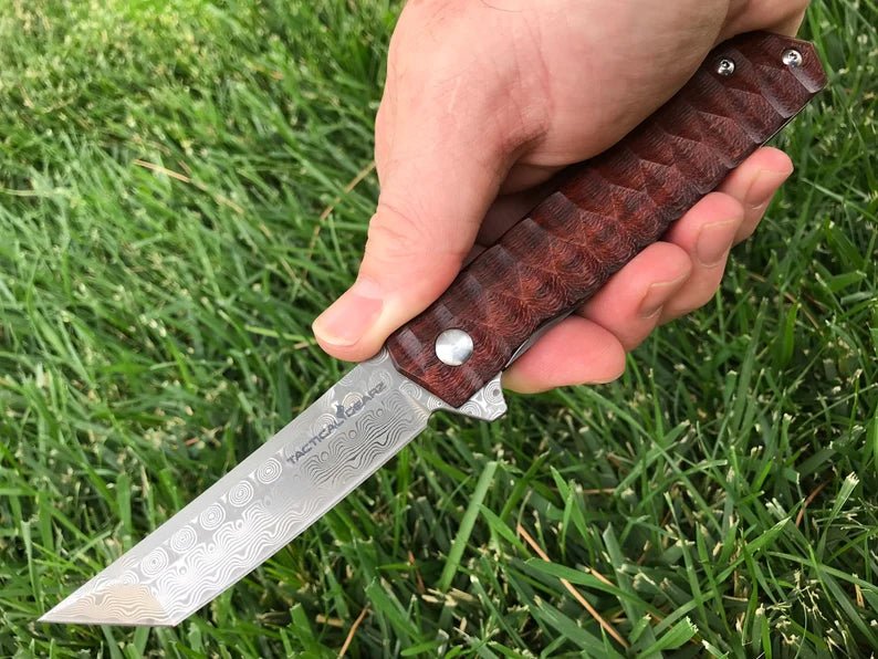 Unique Personalized Rosewood Real Steel Damascus Blade Customized Knives Gifts for Men by Groovy Guy