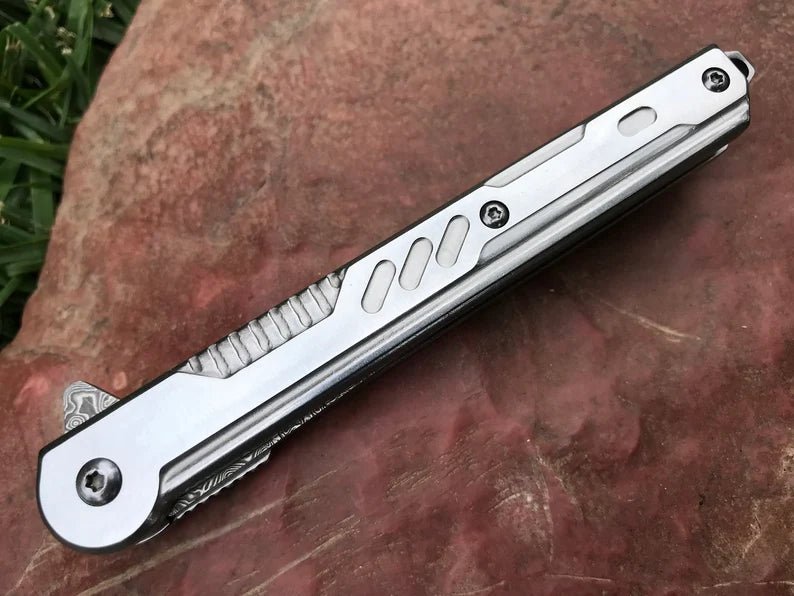 Unique Personalized Damascus Tactical Blade Customized Knives Gifts for Men by Groovy Guy