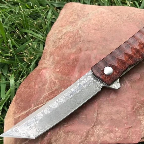 Unique Personalized Rosewood Real Steel Damascus Blade Customized Knives Gifts for Men by Groovy Guy