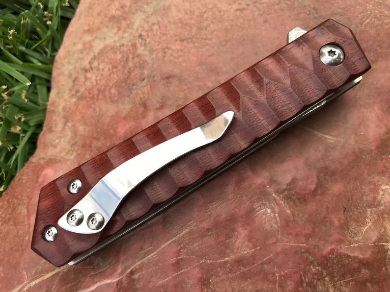 Unique Personalized Rosewood Real Steel Damascus Blade Customized Knives Gifts for Men by Groovy Guy