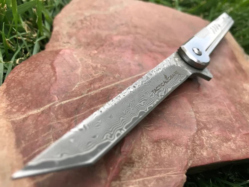 Unique Personalized Damascus Tactical Blade Customized Knives Gifts for Men by Groovy Guy